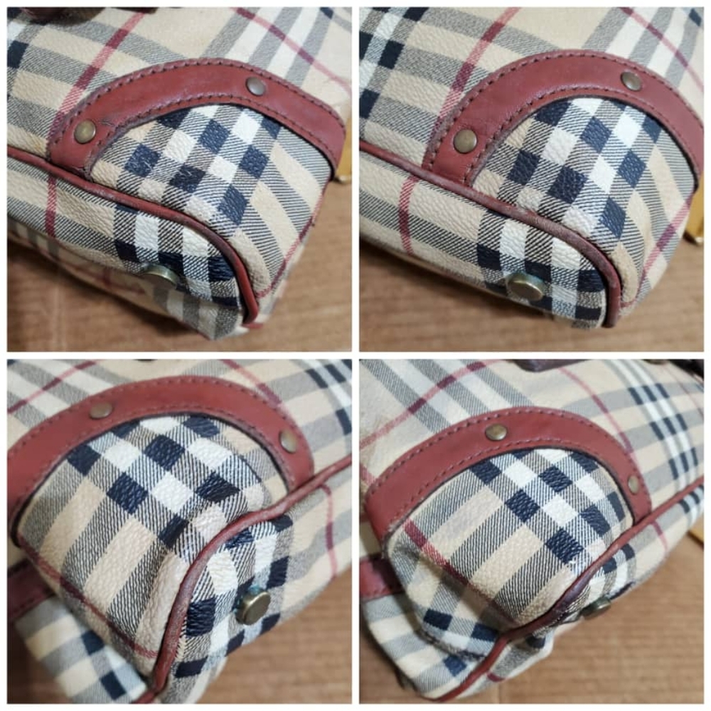 Authentic BURBERRY Classic Check Haymarket Satchel Bag - Picture 6 of 12
